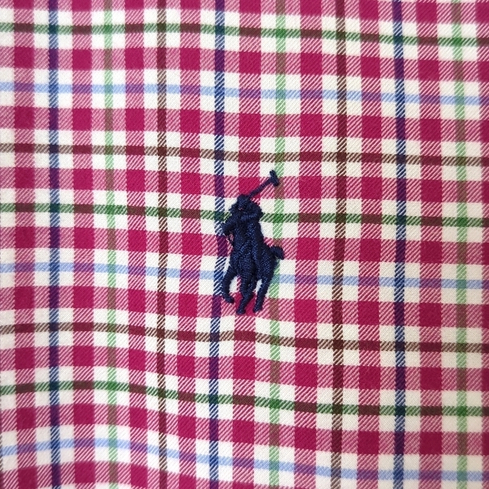 Polo Ralph Lauren Plaid Slim Fit Long Sleeve Button Down Shirt Hot Pink Medium - Picture 3 of 11